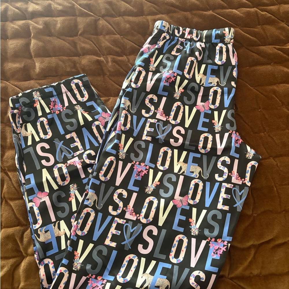 Victoria Secret satin multi print pajama bottom, sz S